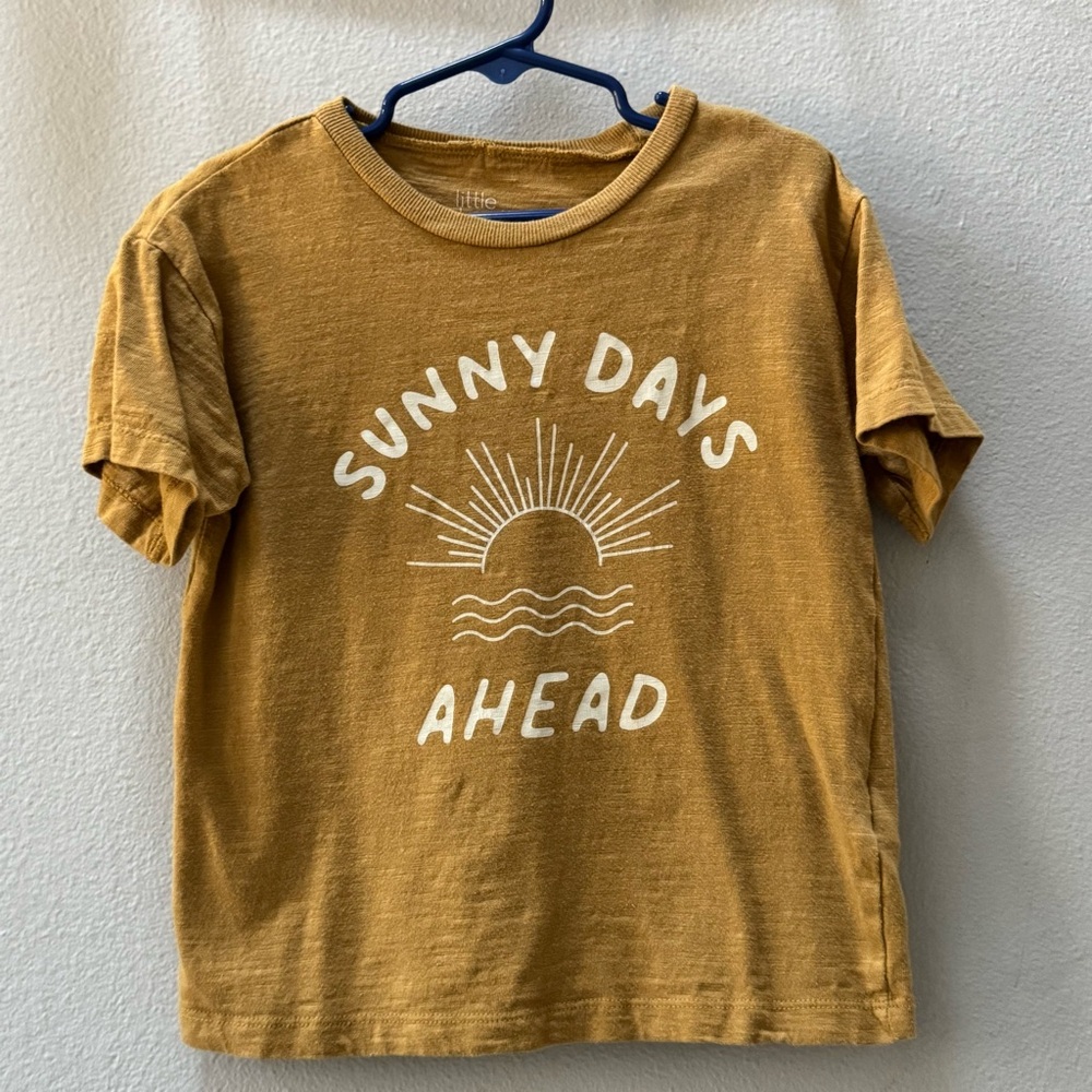 Sunny Days Graphic Organic Cotton Tee for Kids - Golden Brown